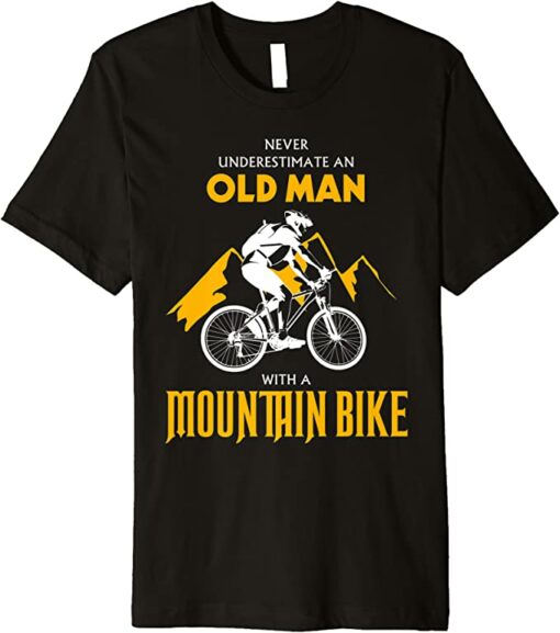 t shirt never underestimate an old man with a bicycle