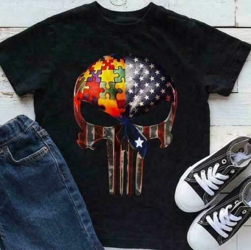 american flag skull t shirt