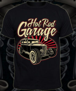 hot rod garage t shirt