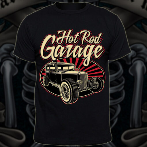 hot rod garage t shirt