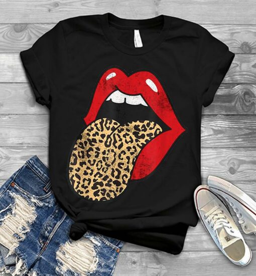 black t shirt with animal print