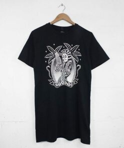 black t shirt with white print