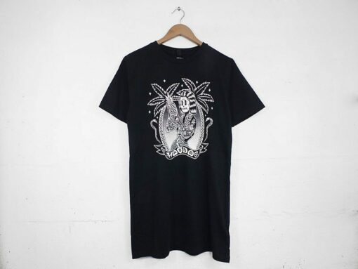 black t shirt with white print