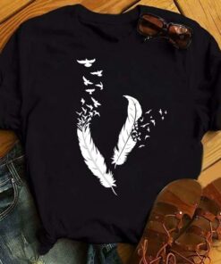 feather print t shirt