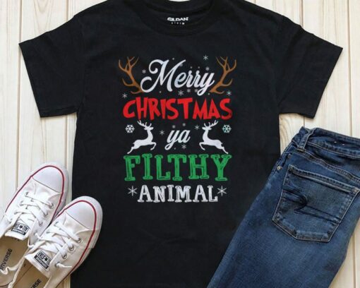 merry christmas ya filthy animal tshirt