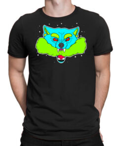 psychedelic wolf t shirt