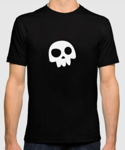 black t shirt with white skull