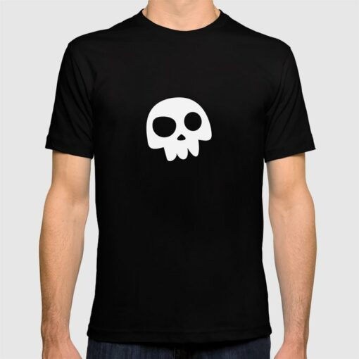 black t shirt with white skull